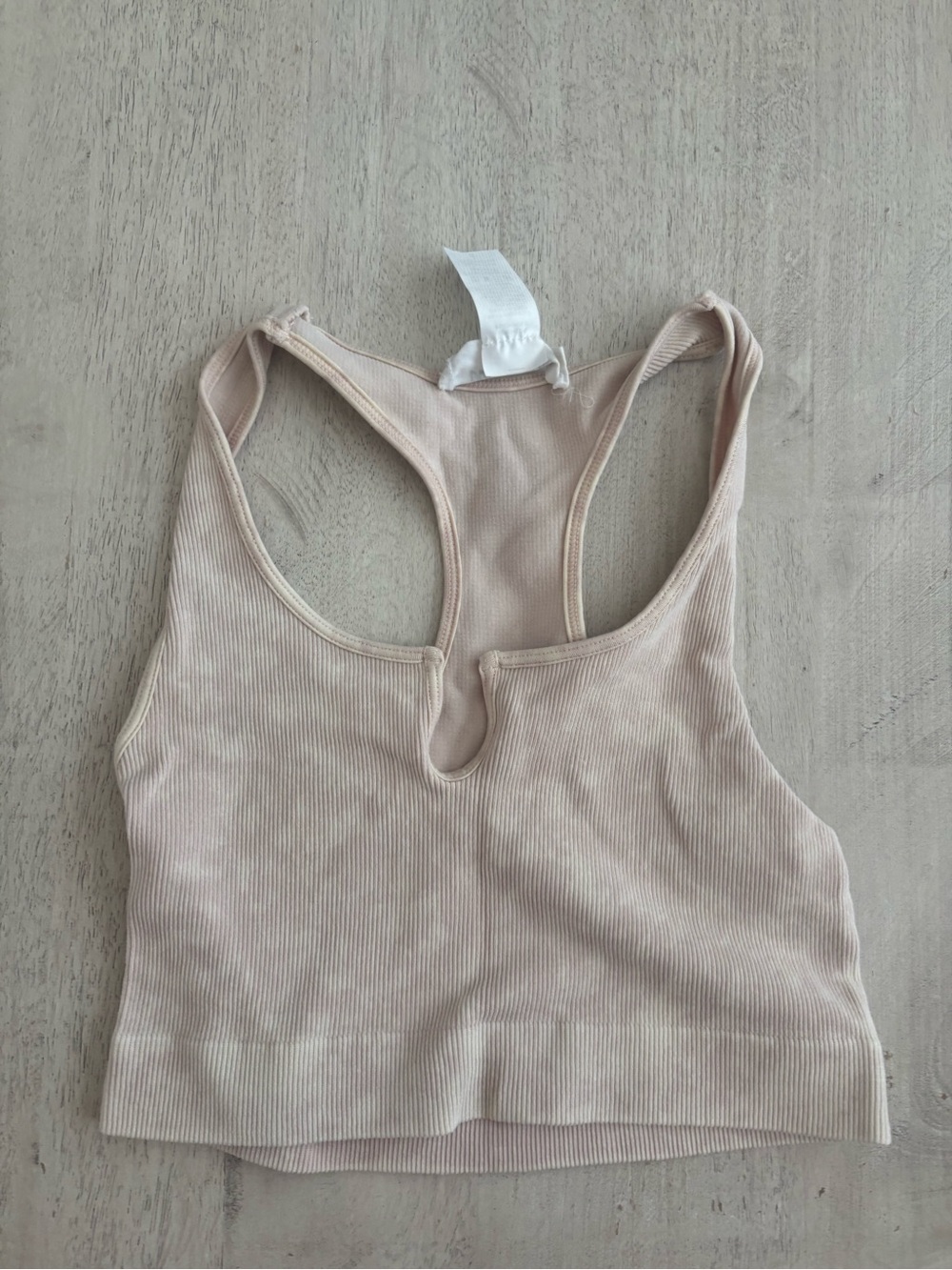 Double Zero Ribbed Racerback Crop Top and Biker Shorts in Pale Blush